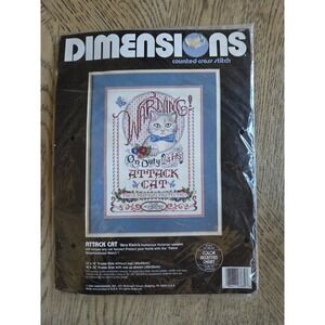 Dimensions Attack Cat Counted Cross Stitch Kit 12" x 16" Frame Size Mod 3689